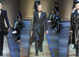 Кожаные чокеры, цепи и военные ботинки в коллекции Alexander McQueen