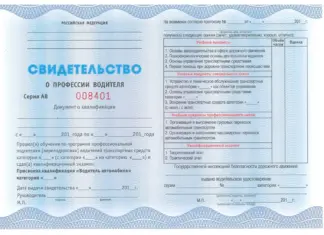 Срок действия свидетельства о профессии водитель